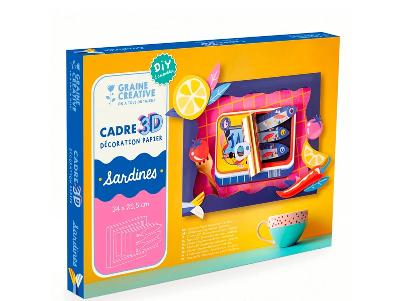 Cadre 3D Papier Sardines à assembler - Graine Créative