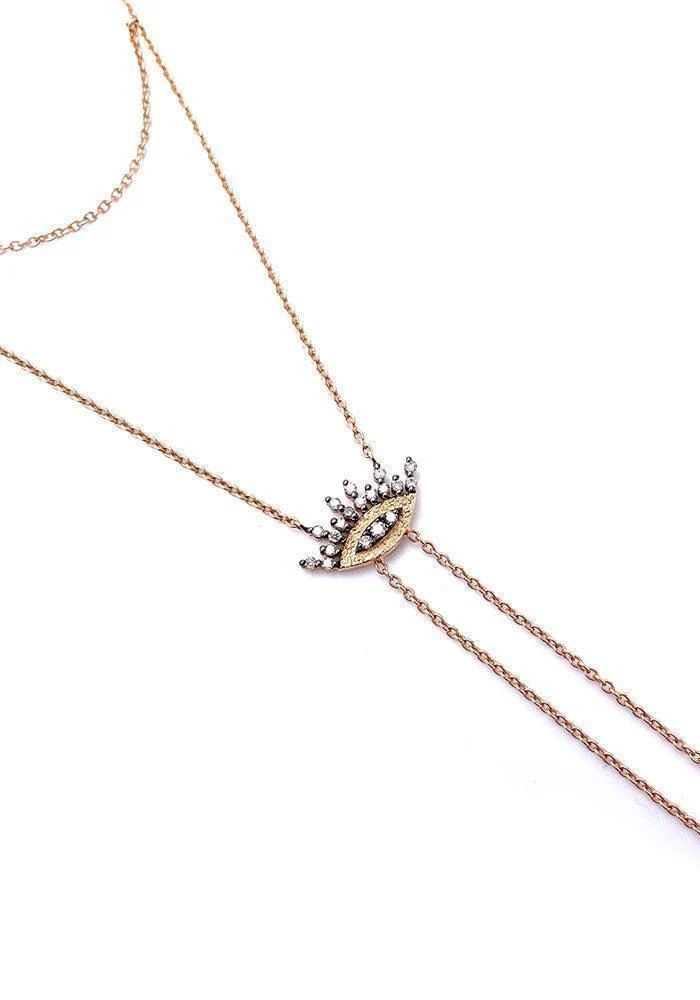 Bijou De Main Oeil Or Rose Et Diamant Champagne