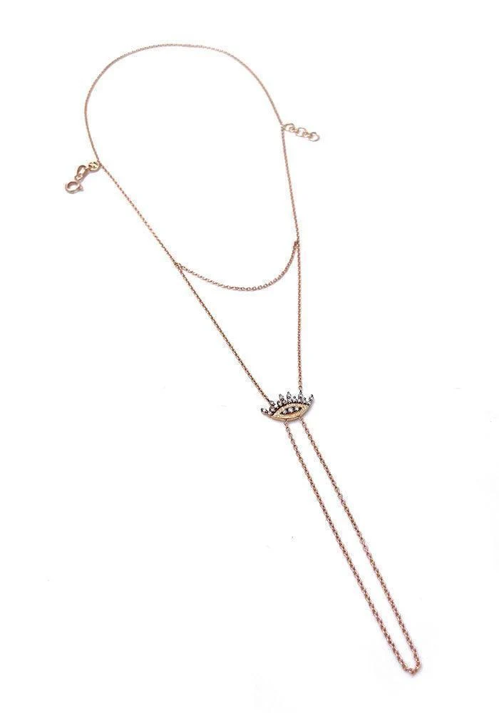 Bijou De Main Oeil Or Rose Et Diamant Champagne
