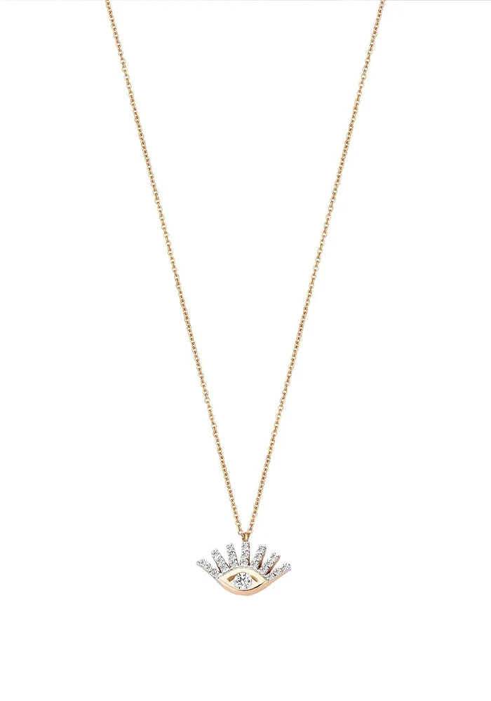 Collier Evil Eye Slim Chain Diamant Blanc
