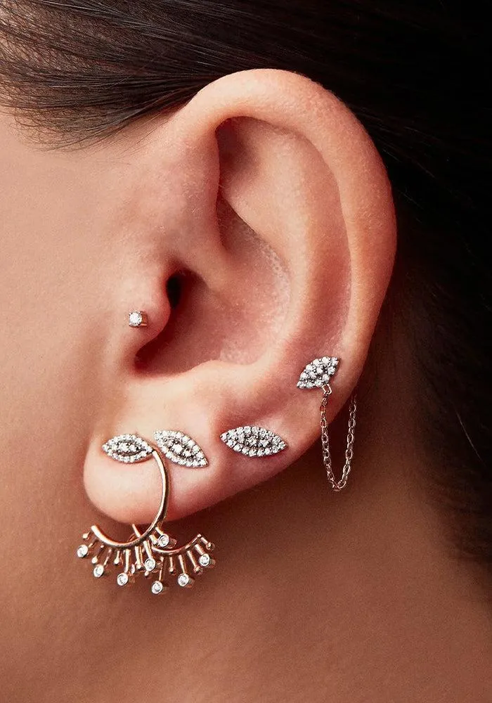 Boucles D'Oreille 10th Eye Eternal Round Diamants Champagne