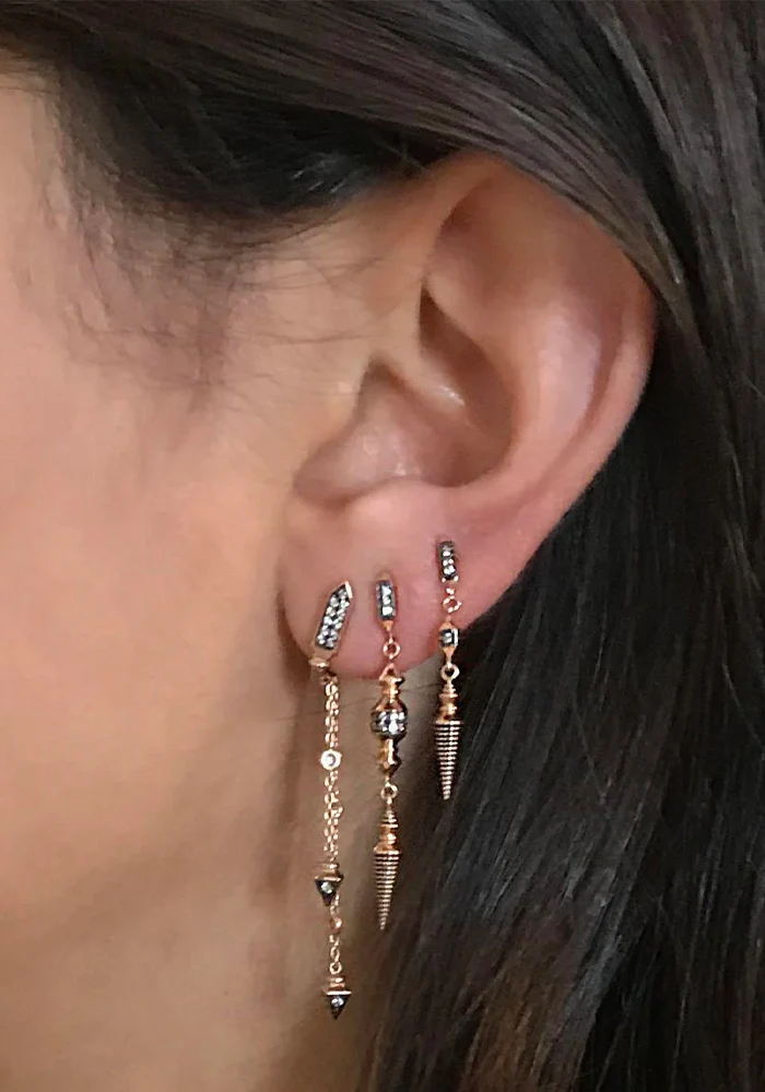 Boucle D'Oreille Ornamet Drop Diamants Champagne