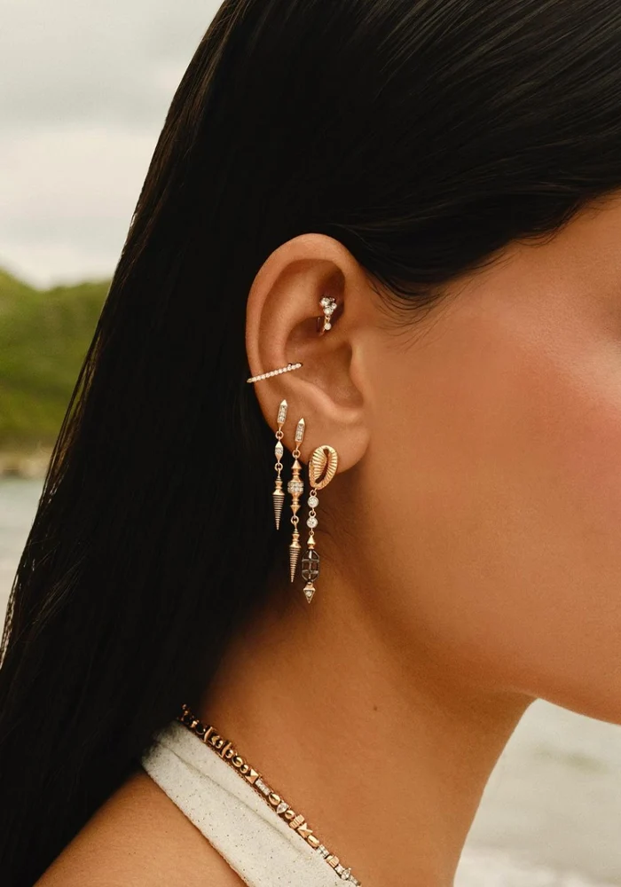 Boucle D'Oreille Ornamet Drop Diamants Champagne