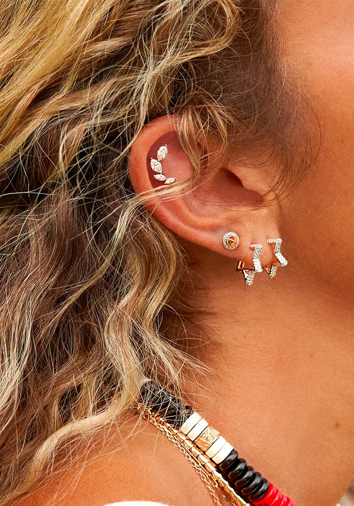Boucle D'Oreille Pavé Star Hoop