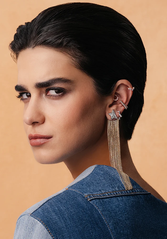 Boucle D'Oreille Pavé Star Hoop