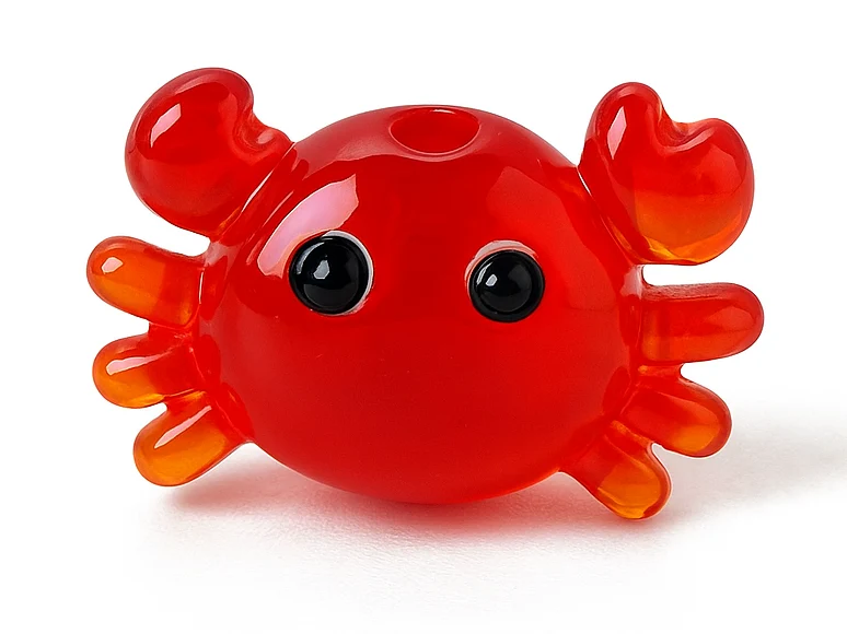 Breloque crabe rouge en verre coloré