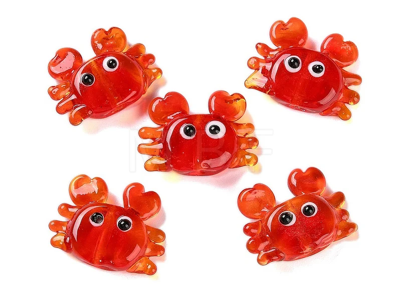 Breloque crabe rouge en verre coloré