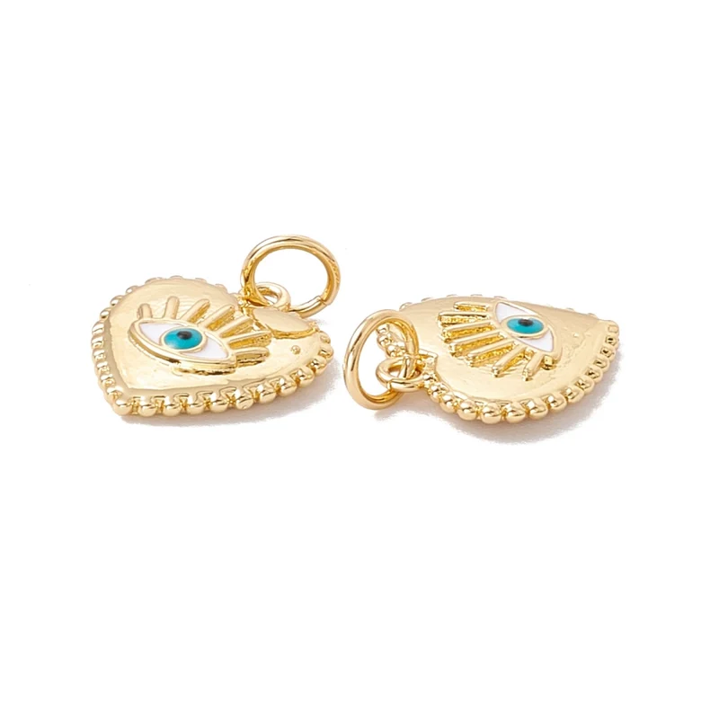 Breloque cœur doré œil turquoise plaqué or 18K