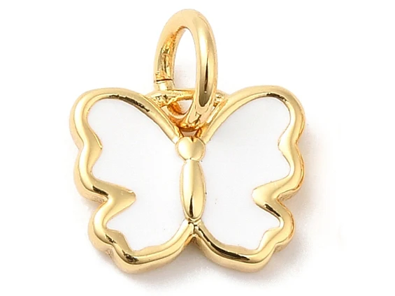 Breloque papillon dorée émaillée pour bijoux DIY
