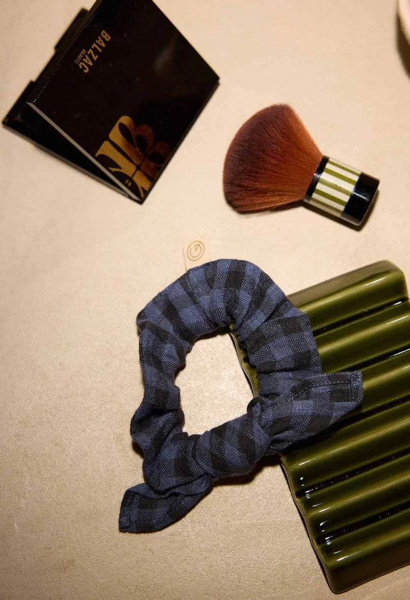 Chouchou en Lin Vichy Bleu Marine - Gabrielle Paris