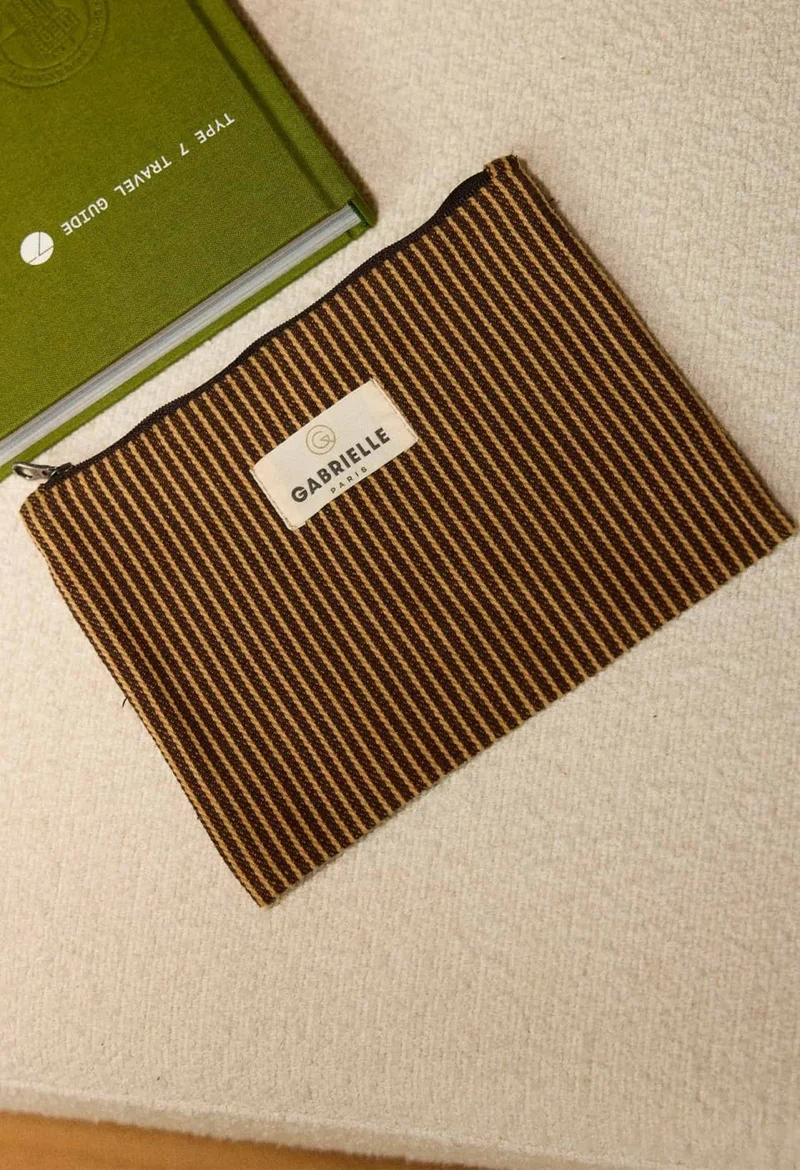 Petite Pochette Rayures Café - Gabrielle Paris