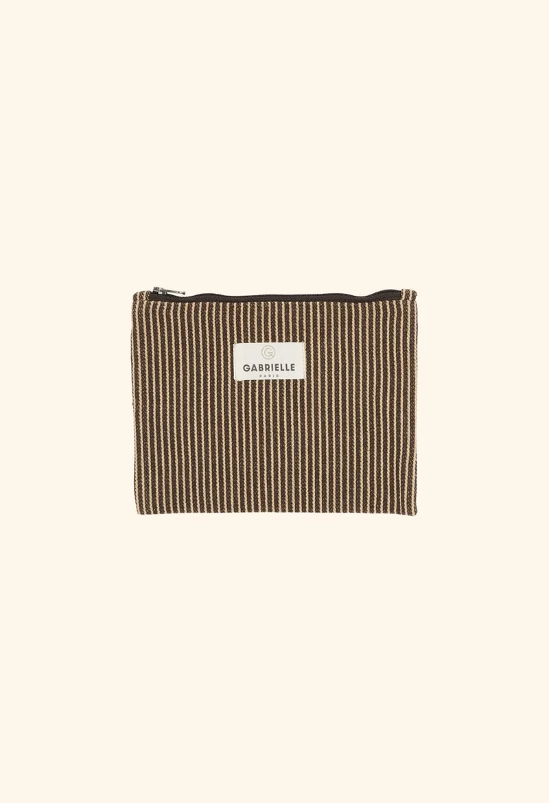 Petite Pochette Rayures Café - Gabrielle Paris