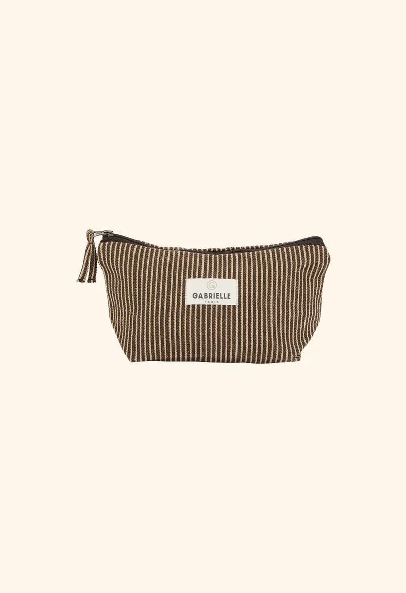 Trousse de Beauté Rayures Café - Gabrielle Paris