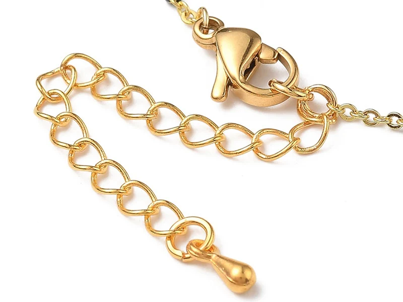 Bracelet chaînette émaillée à petits points noirs - 18,5 cm - doré à l'or fin 18K