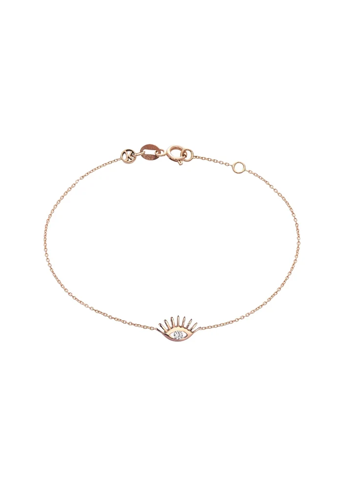 Bracelet Evil Eye Slim Chain Diamant Blanc