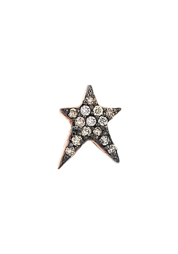 Boucle D'Oreille Mini Pave Struck Star Diamants Champagne