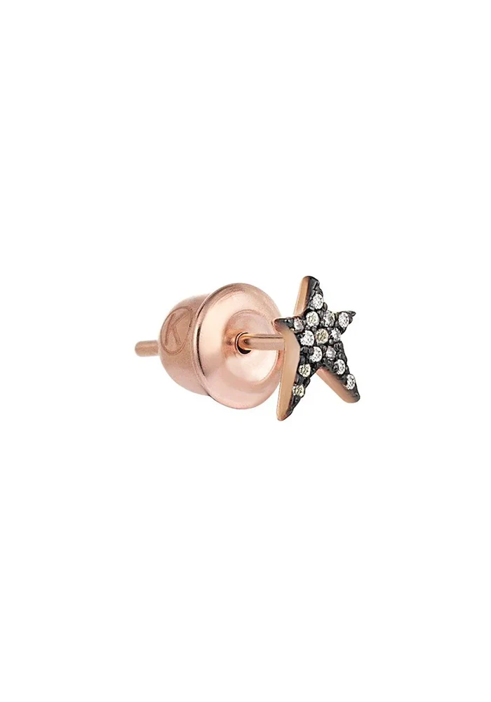 Boucle D'Oreille Mini Pave Struck Star Diamants Champagne