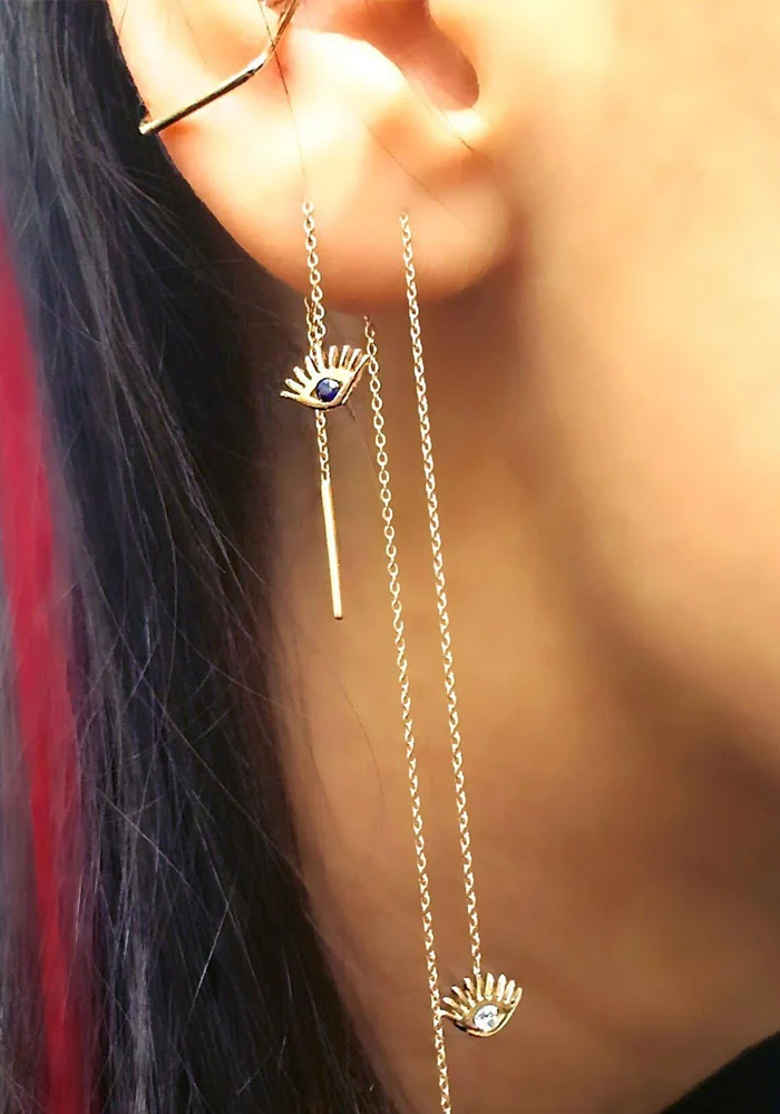 Boucle D'Oreille Evil Eye Short Chain