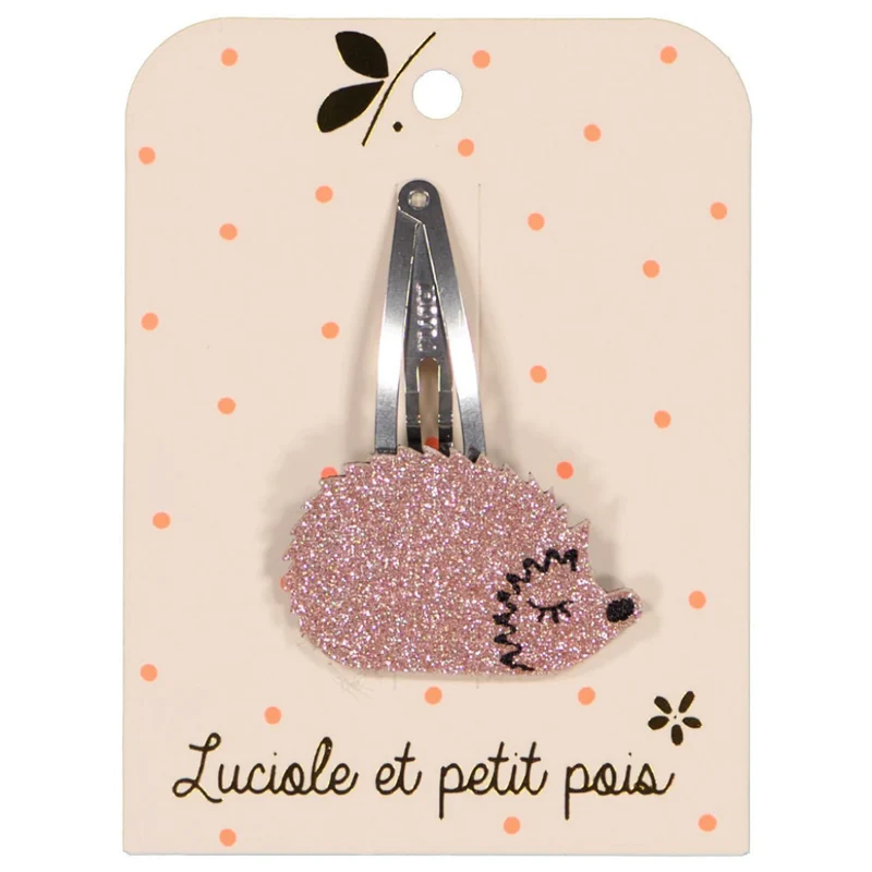 Barrette Hérisson Glitter Rose - Luciole et Petit Pois