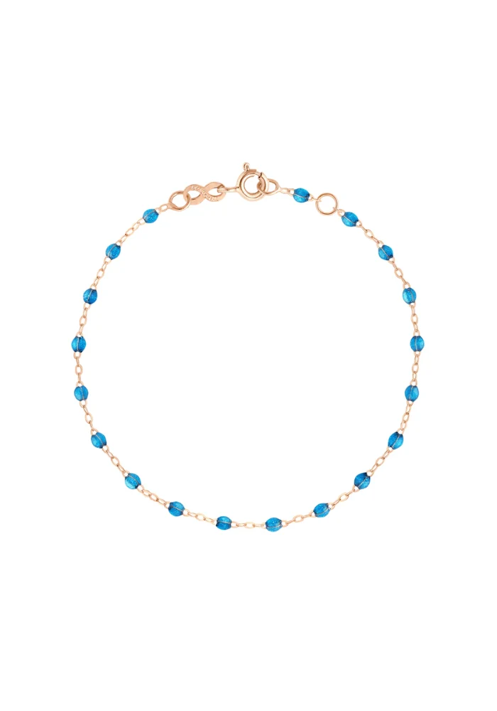Bracelet Classique Gigi Or Rose Et Résines Azur 17cm