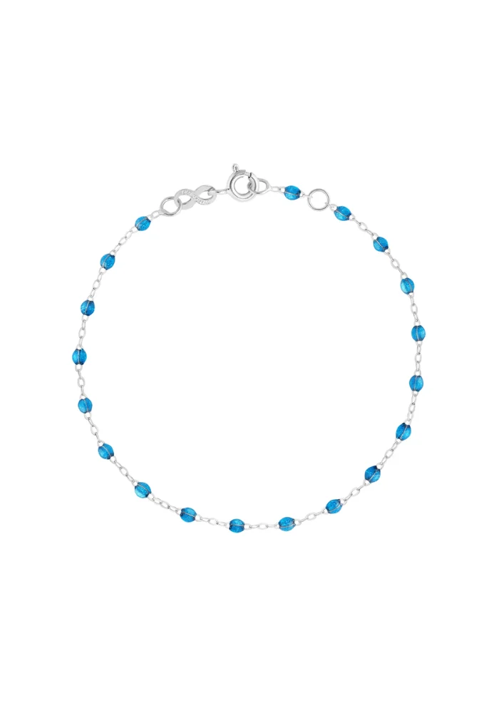 Bracelet Classique Gigi Or Blanc Et Résines Azur 17cm