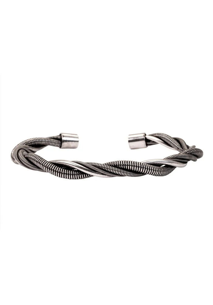 Jonc Homme Twist Argent Vieilli