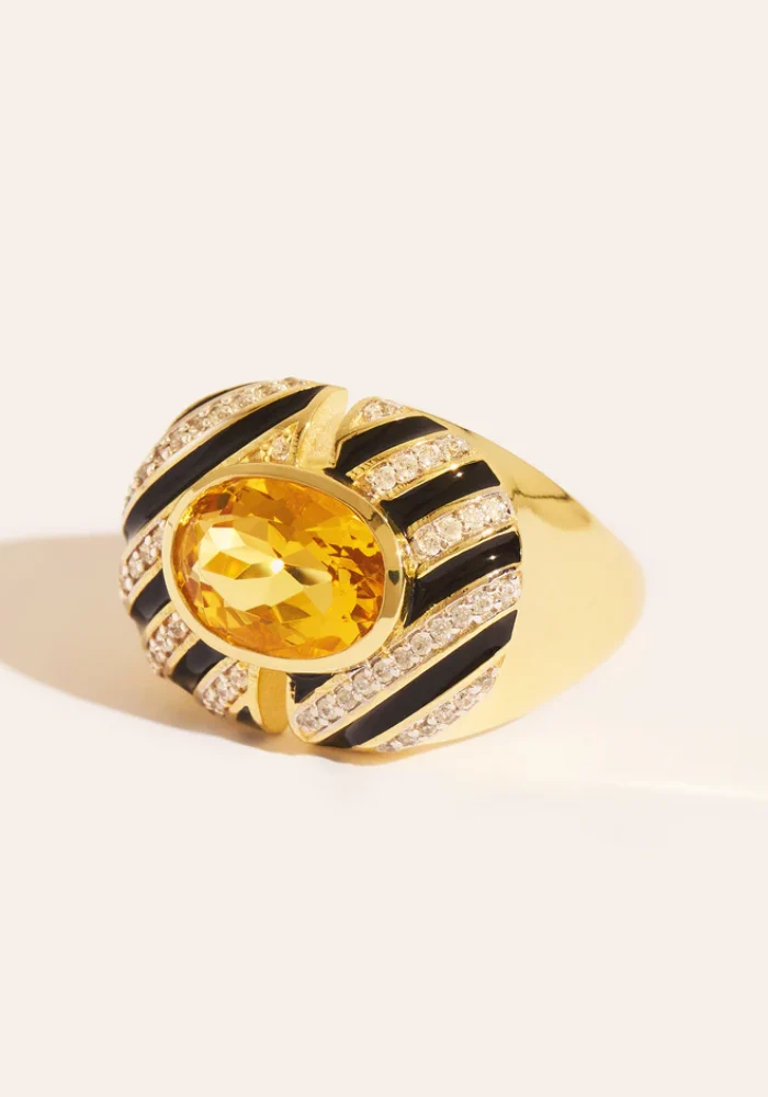 Bague Zèbre Quartz Jaune