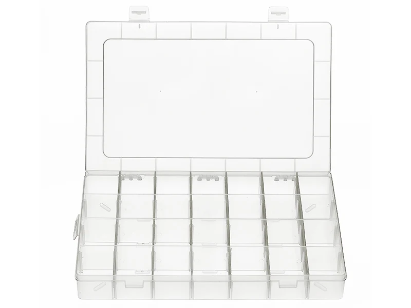 Boite de rangement pour perles - casiers ajustables - 28 compartiments - 21 x 17 x 4 cm