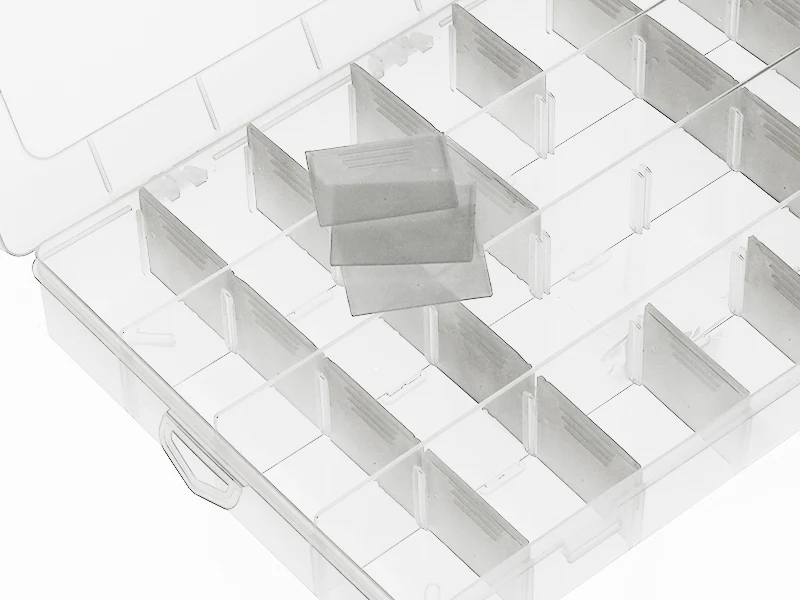 Boite de rangement pour perles - casiers ajustables - 28 compartiments - 21 x 17 x 4 cm