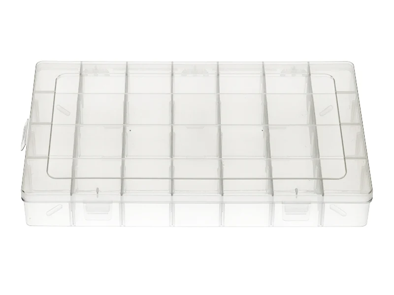 Boite de rangement pour perles - casiers ajustables - 28 compartiments - 21 x 17 x 4 cm