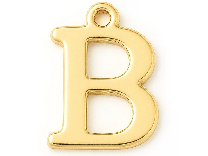 Breloque lettre B en laiton plaqué or 18 K