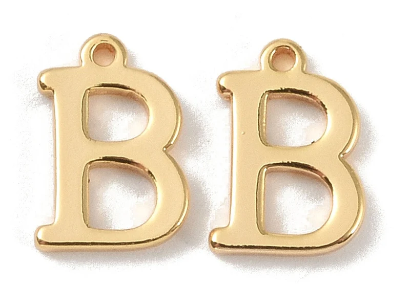 Breloque lettre B en laiton plaqué or 18 K