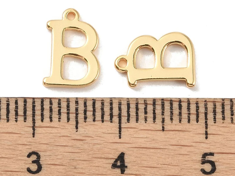 Breloque lettre B en laiton plaqué or 18 K