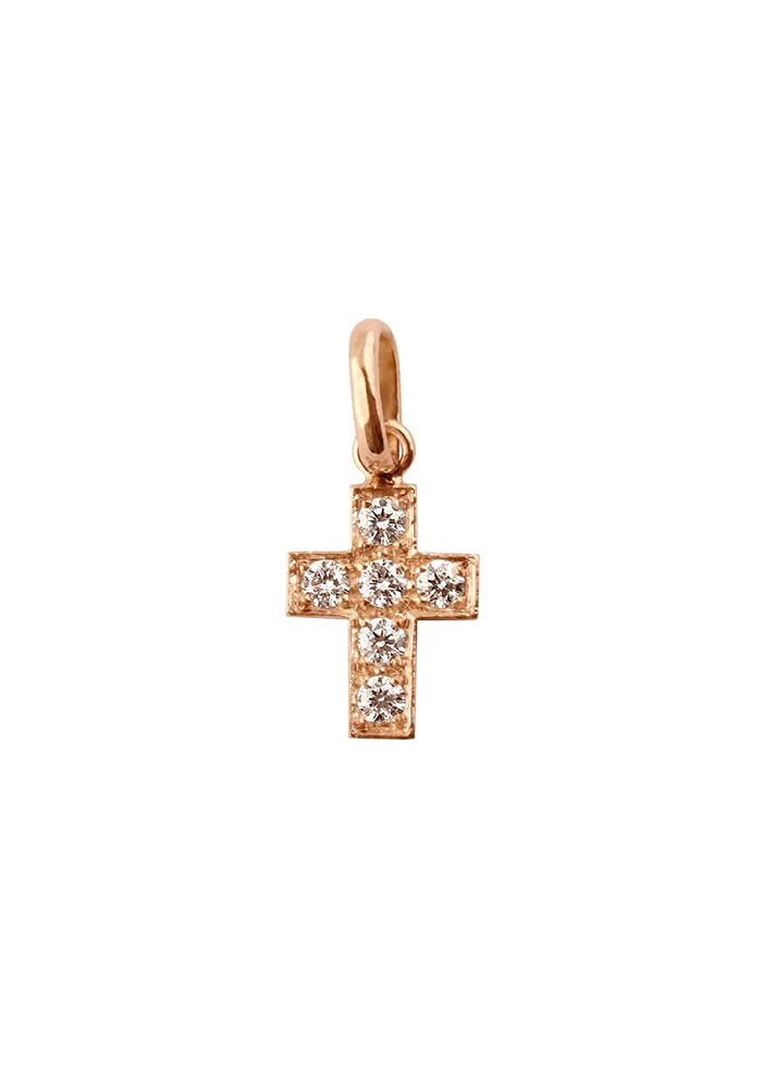 Pendentif Croix Diamants Or Rose