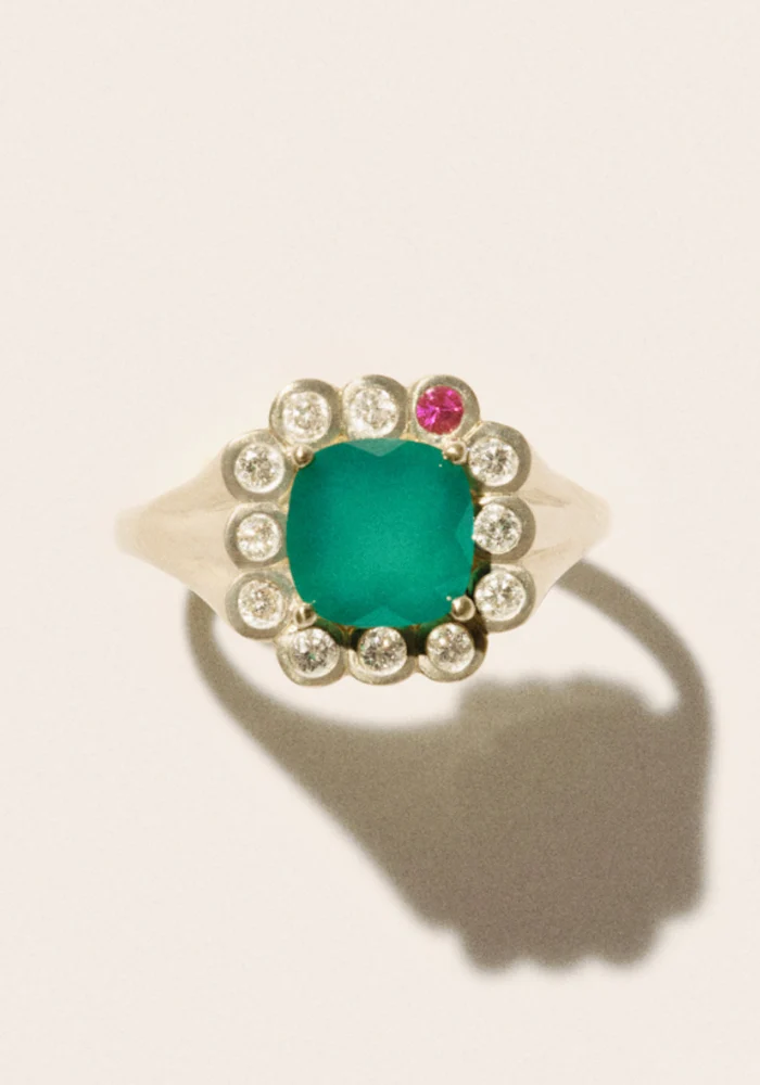 Bague Robin N°1 Calcédoine Vert