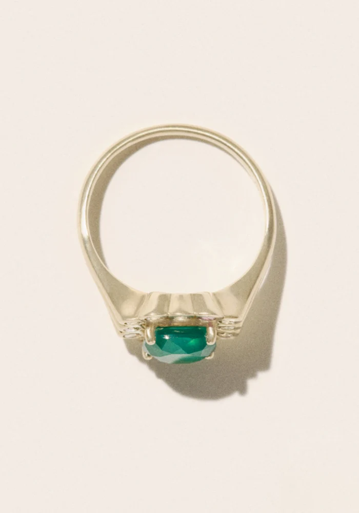 Bague Robin N°1 Calcédoine Vert