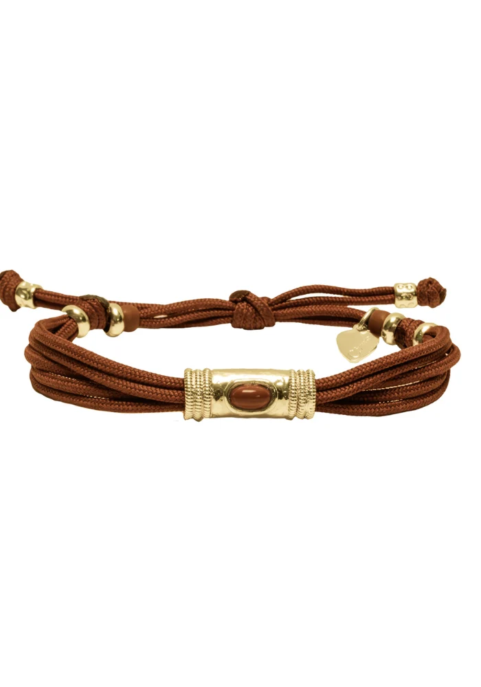 Bracelet Cordon Brique Et Jaspe Rouge