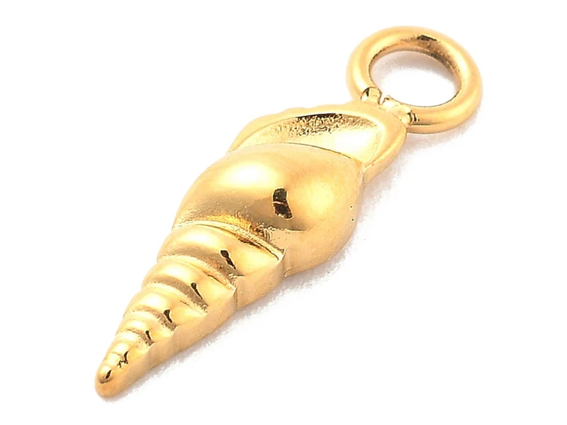 Pendentif coquillage plaqué or 14 K en acier inoxydable 304
