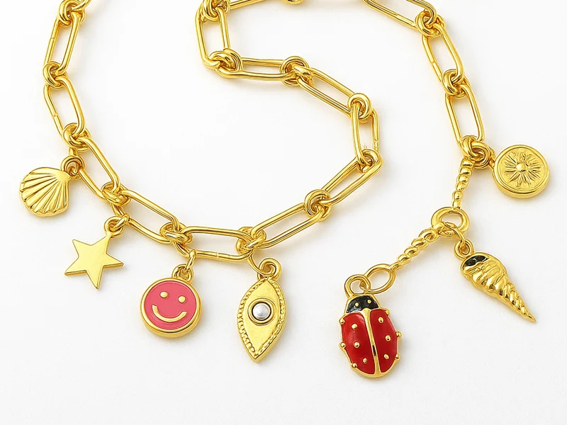 Pendentif rond avec soleil en acier inoxydable 304 doré à l’or fin 18 K