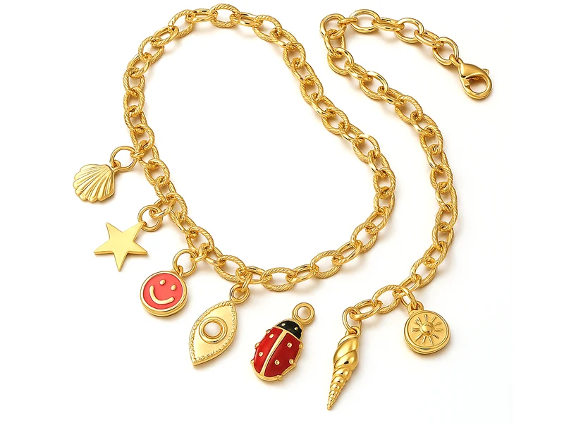 Collier chaîne cable texturée en acier inoxydable 304 doré à l’or fin