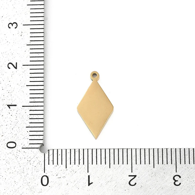 Breloque pendentif losange avec œil en acier inoxydable 304 doré à l’or fin 18K