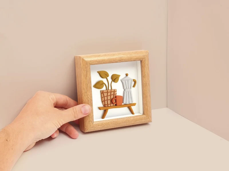 Cadre déco en FIMO - Modèle Cafetière
