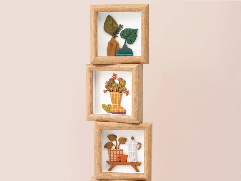 Cadre déco en FIMO - Modèle Cafetière