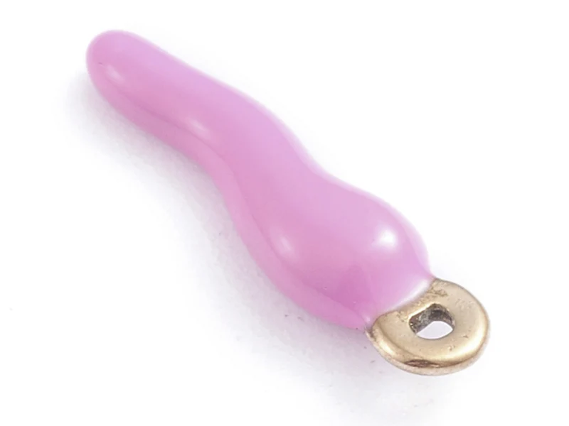 Breloque corne italienne en émail violet sur acier inoxydable 304 plaqué or