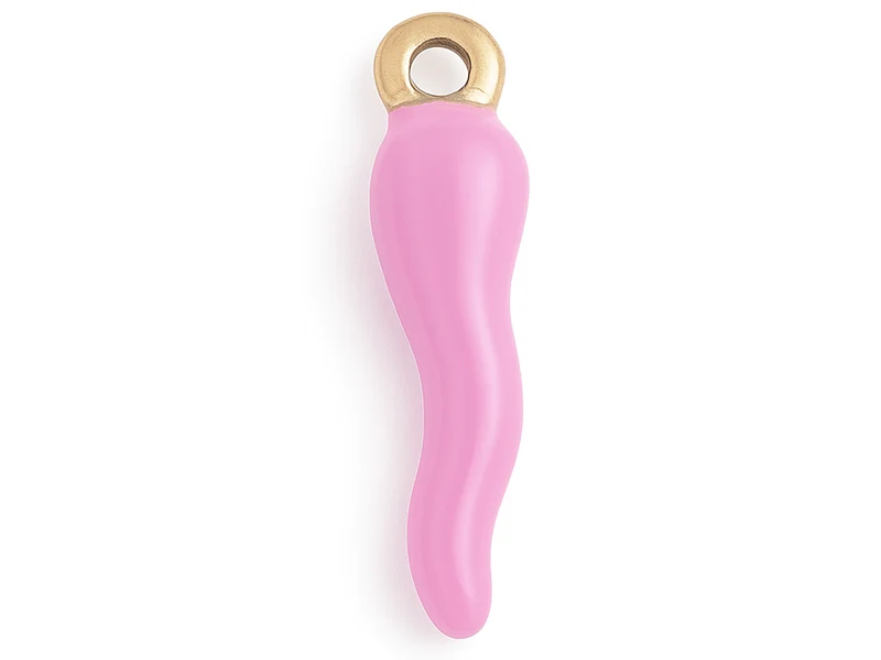 Breloque corne italienne en émail violet sur acier inoxydable 304 plaqué or