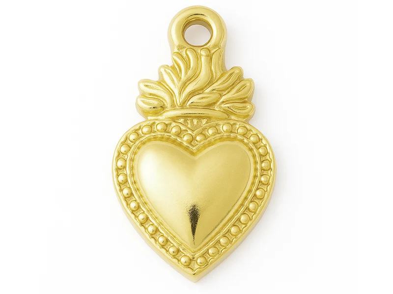 Breloque cœur sacré en acier inoxydable 304 plaqué or 14K