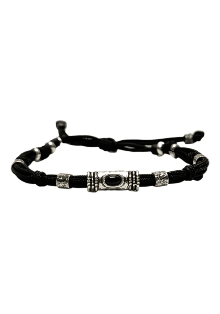Bracelet Cordon Noir Et Onyx Homme