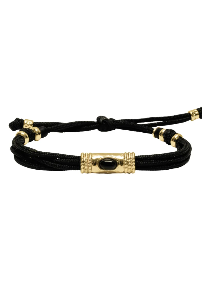 Bracelet Cordon Noir Et Onyx