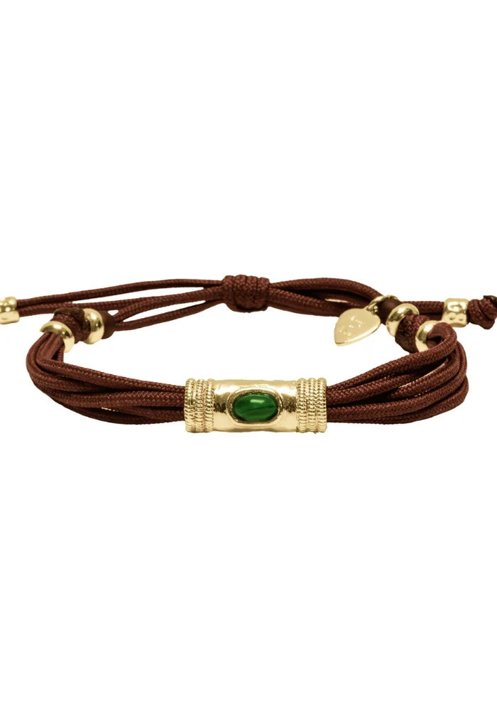 Bracelet Cordon Brique Et Malachite