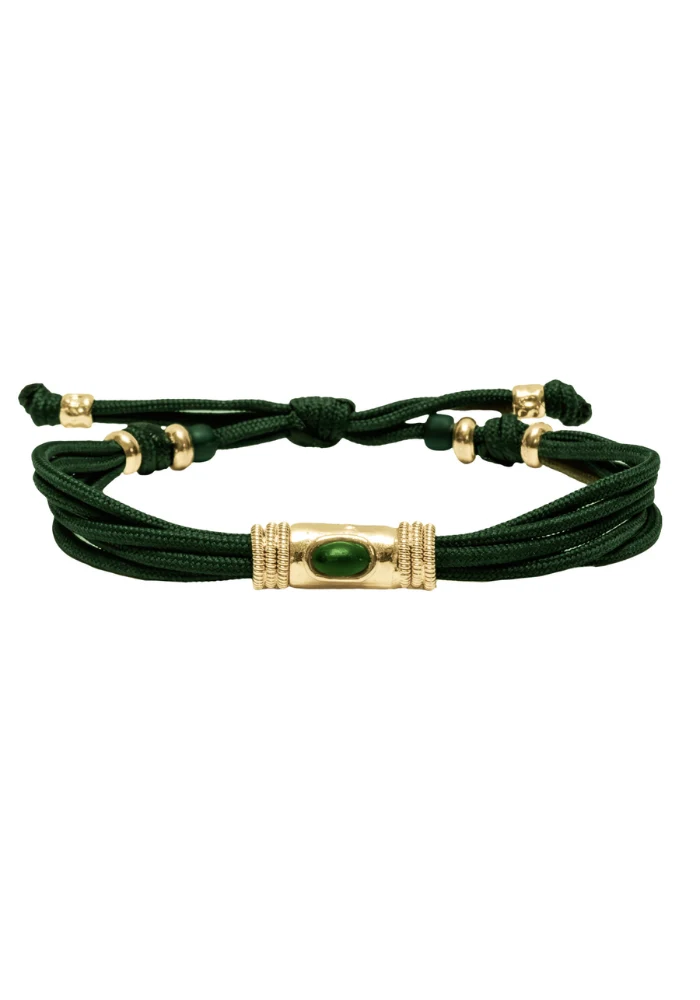 Bracelet Cordon Vert Et Malachite